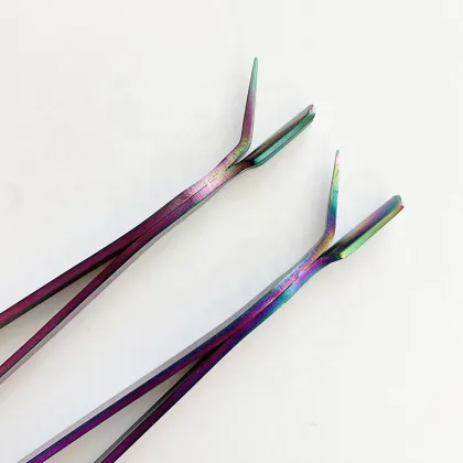 Wholesale Manicure Metal Cross Lock Reverse Nail Tweezers for Salon or DIY