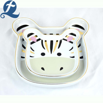 Fashion Printed Cute Donkey Face Ceramic Dog Bowl