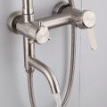 Rainfall Sprayer Brushed Chrome Shower Faucet Set