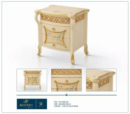 Gold Plated European Louis Style Bedroom Gold Gorgeous Night Stand With Drawers