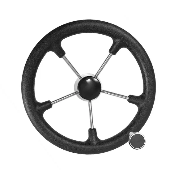 New Style Stainless Steel Marine Steering Wheel with Black PU Foam 13.5\" Knob