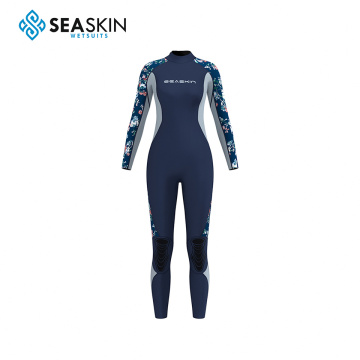Seaskin Women Printing Pattern Long Sleeve Diving Wetsuit