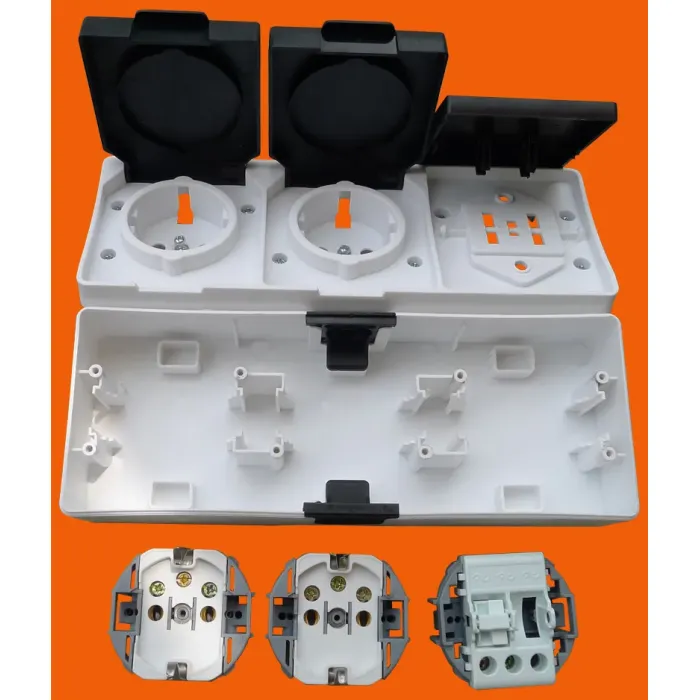 Enchufe europeo resistente al agua IP54 de 3 salidas (S33310)