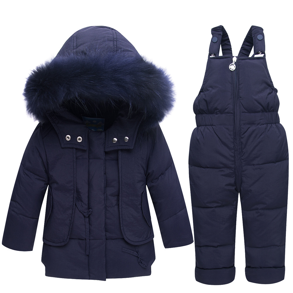 Infant Winter Clothing Baby Fur Snowsuit Hoodies Jacket Duck Down Toddler Girls Outfits Snow Wear Jumpsuit Snow Coats