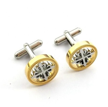 Yiwu Aceon Stainless Steel Double Tone Round Hollow Luxury Men's Wedding Cuff Links