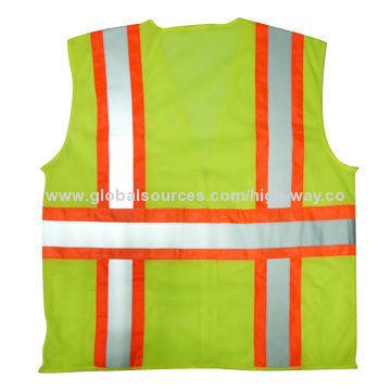 110g mesh fabric high visibility vest in lime/orange, conforms to ANSI class 2