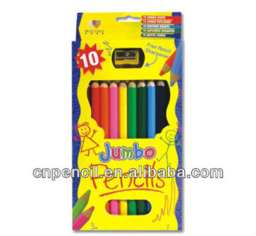 color pencil/ jumbo color pencil / hexagonal jumbo color pencil with plastic sharpener in paper box