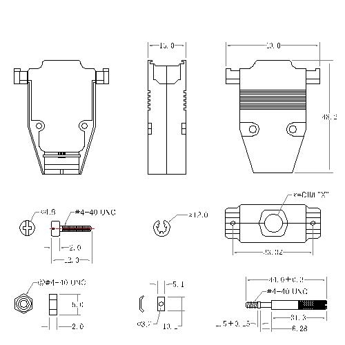 DBZV-15XX2 2 D-SUB METAL HOODS,15P, V TYPE, LONG SCREW