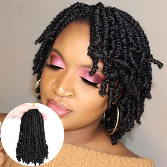 8 inch Ombre Black Brown Bomb Spring Twist Crochet Braiding Hair Fluffy Pre-twisted Passion Twist Synthetic Hair Extensions