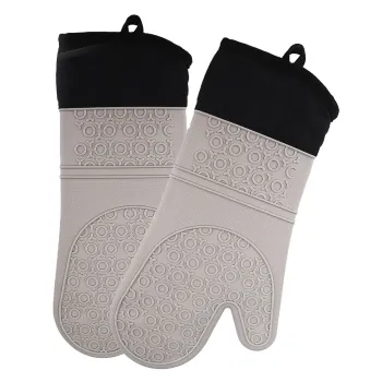 Extra-Long Durable Heat-Resistant Oven Mitts: BBQ and Baking Essentials with Quilted Liner and Non-Slip Texture