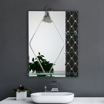 Rak dinding berwarna ganda berlapis ganda dan cermin kamar mandi untuk dekorasi kamar mandi yang ditingkatkan