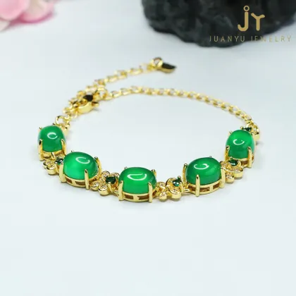 Gold Plated Butterflies Agate and Chalcedony Bracelet Jewelry