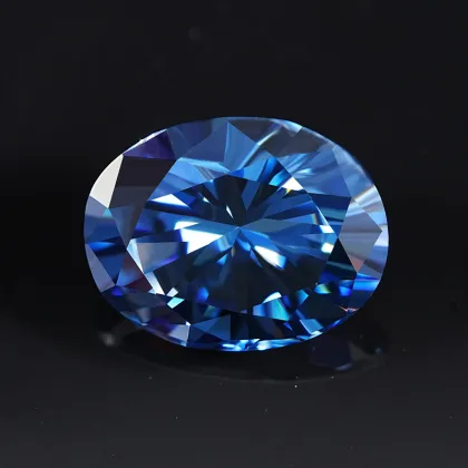VVS Moissanite Pendant: Custom Deep Sapphire Blue Oval Cut Loose Moissanite