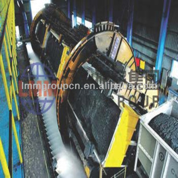 triple rotary railcar dumper with side arm charger for bulk material