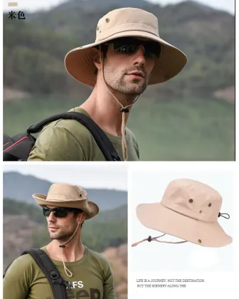 Outdoor men climbing sun hat large brim breathable