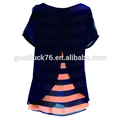 smock top and colored stripe chiffon blouse