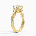 ဇိမ်ခံ 4Ct Cushion သုံးကျောက်ထစ်လက်စွပ်ကိုဖြတ်
