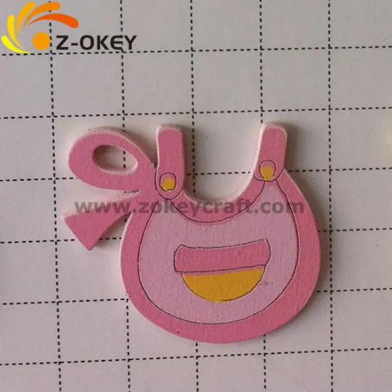 2015 hot sale Yiwu baby bib-shape wood fridge magnet