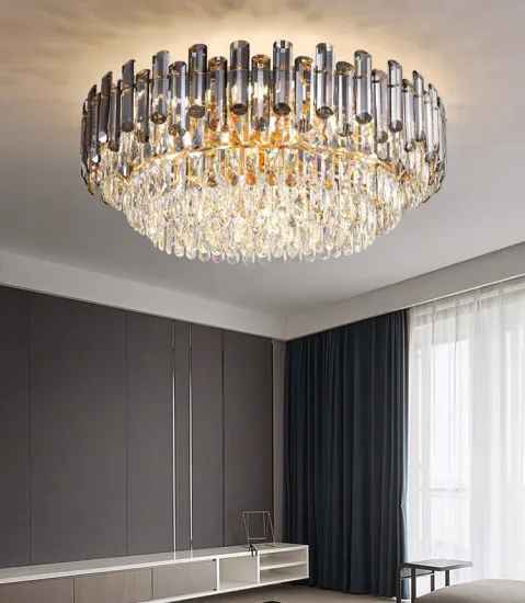 Modern Smoke Grey Crystal Ceiling Lamp