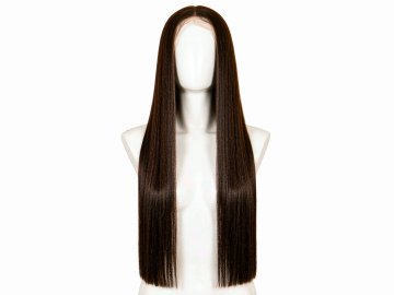 Medium Brown Long Straight Wig 100% Human Hair