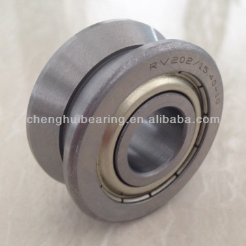 V Groove Track Roller Bearings-RV202/15.40-10 ZZ ، 15 مم معرف ، 40 مم OD ، مقياس 10 مم ، صف مزدوج ، "V" الخاتم الخارجي ، الدروع المعدنية