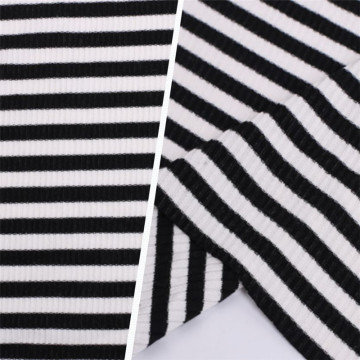 Breathable Polyester Viscose Rib Knit Striped Cloth Fabric