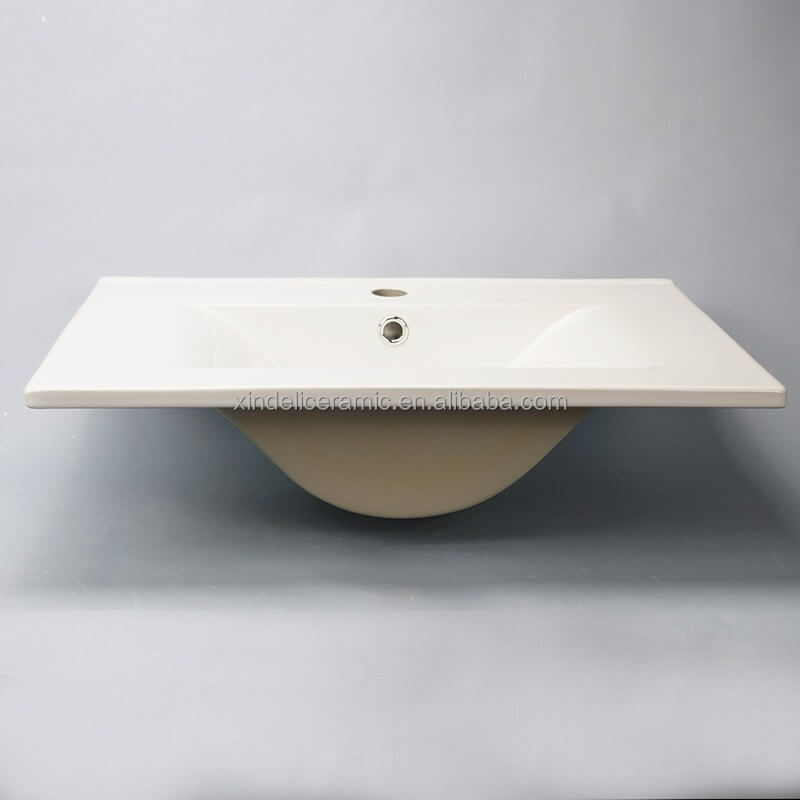 White Ceramic Modern Counter Top Solid Surface Cabinet Sink Basin