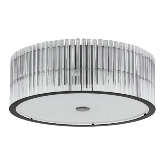 Clear Crystal Ceiling Light - Matt Black Metal Decorative Surface-Mounted Luminaire for Living Room