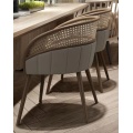 Free Sample Wooden Home Furniture Rattan Wicker Back with Soft Cushion Kitchen Wood Dining Restaurant Chair