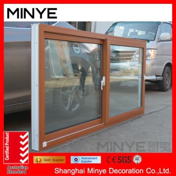 wooden color plastic PVC sliding window / wooden coating plasic window