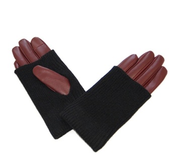 Guanti di pelle da donna con cuffia a maglia