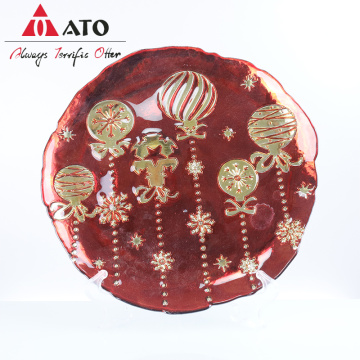 Christmas Disposable Glass Plate Snowflakes Pattern Plate