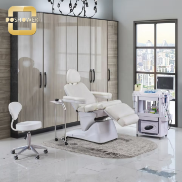 Modern Adjustable King-Size Wood Massage Bed with Headrest and 5 Motors - Grey