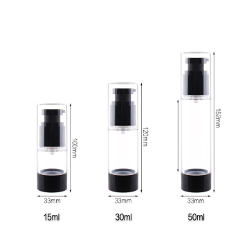 plásico de lujo vacío 15 ml 30 ml 50 ml de bomba de bomba sin aire como botella