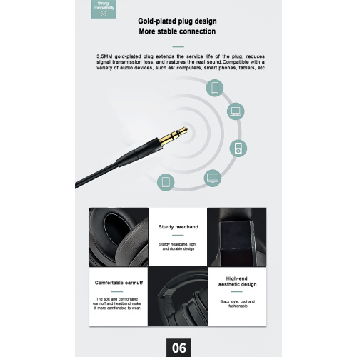 Piano wired over ear headset