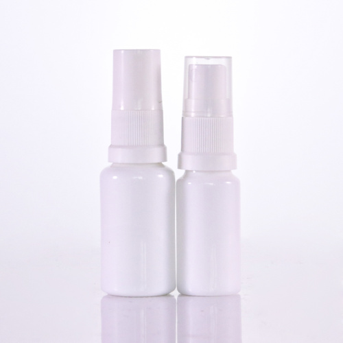 Opal white glass pump bottles with clear cover