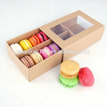 kraft 12 pcs macaron packaging box with clear pvc window