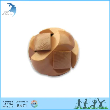 IQ Intelligent Puzzle Kongming Lock Brain Teaser Wooden 3D Football Puzzle