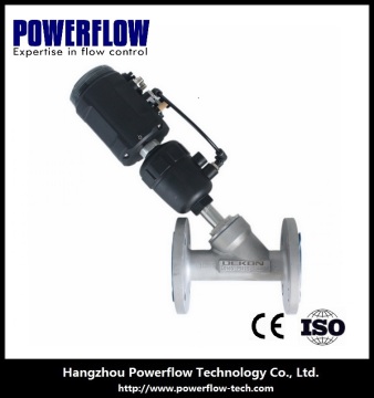 Angle seat control valve with smart valve positioner