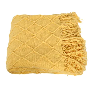 Custom Thread Knitted Super Soft Chenille Chunky Throw Blanket With Tassel For Travel