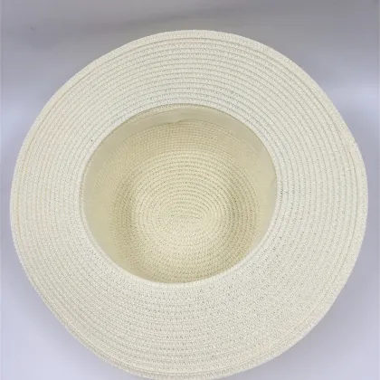 Factory Wholesale Beige and White Paper Braid Straw Hats - Panama Boater Sombreros de Paja
