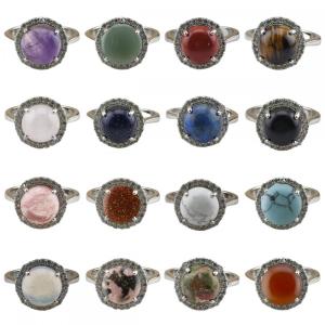 Gemstone Empilable Fashion Ring Silver plaqué Déclaration à la main