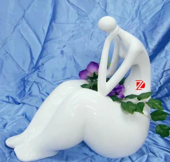 white marble abstract fat lady sculpture