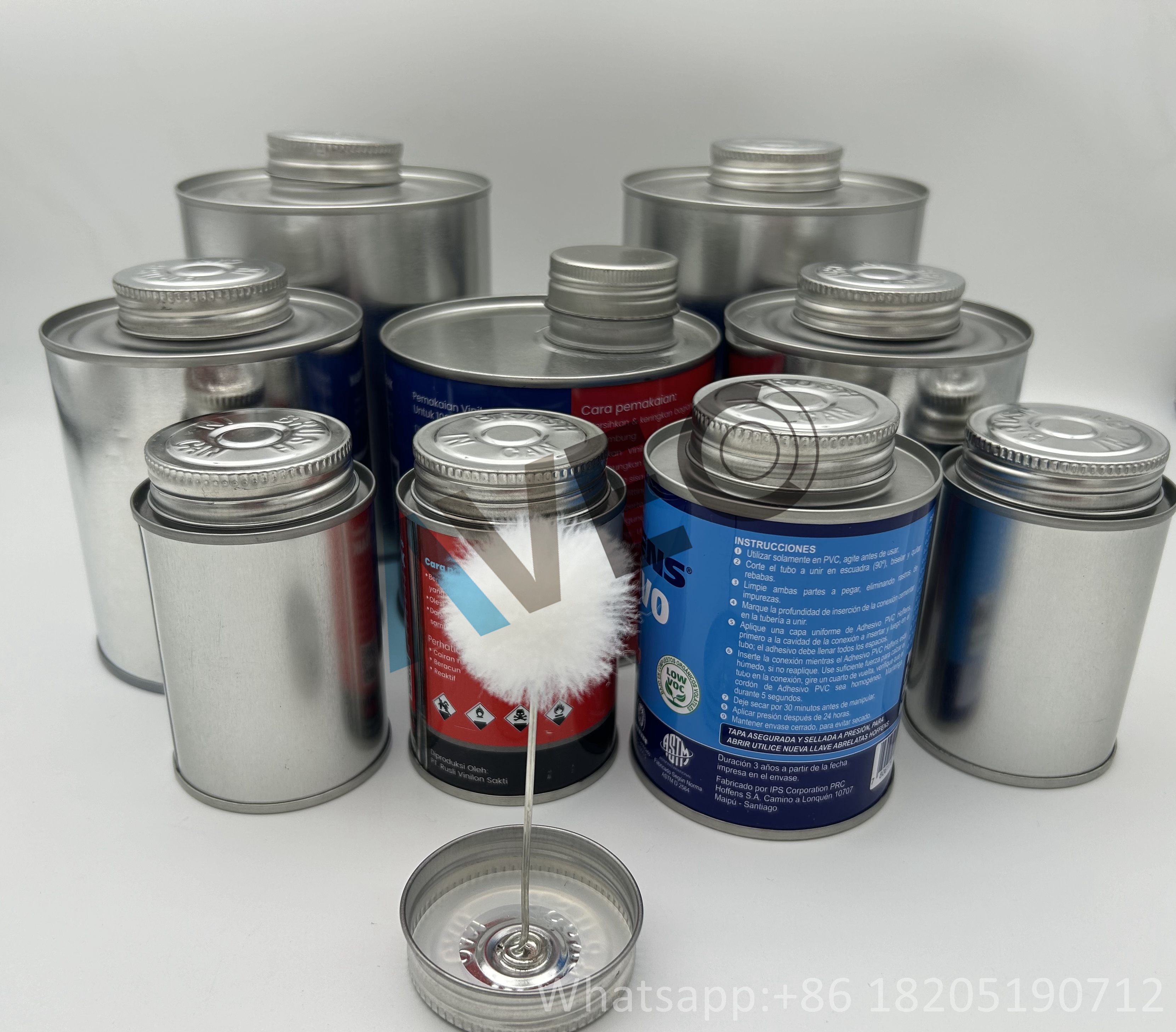 Empty metal tin can for PVC glue cement