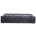 Gaya Retro Black Leather Italian Big Size Sofa