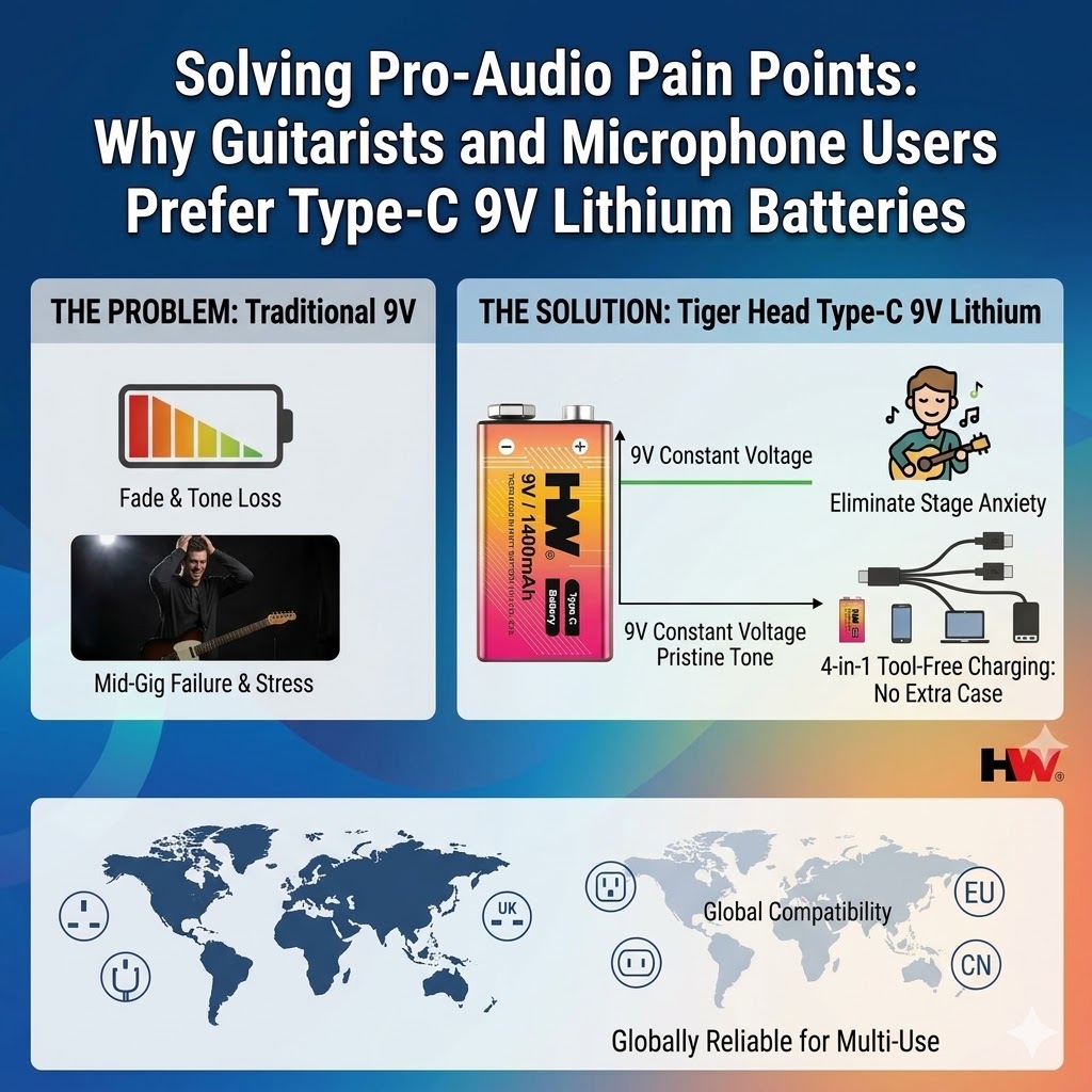 Solving Pro-Audio Pain Points Why Guitarists and Microphone Users Prefer Type-C 9V Lithium Batteries