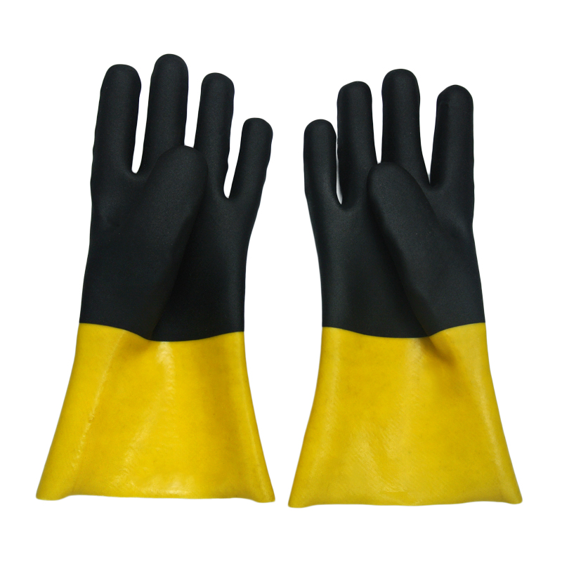 Żółte i czarne rękawiczki pokryte PCV Jersey linning12 &#39;