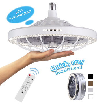 Intelligent Dimming LED Ceiling Fan Light with Remote Control E27 Bulb, 360 Rotating, Modern Home Decor