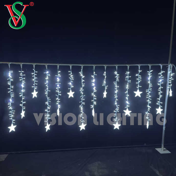 LED Curtain Star Icicle Lights Outdoor Hanging Lights for Street Landscape Festivity
