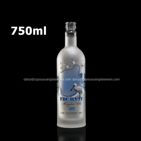Decorated white empty vodka bottle frosted wine bottles 750ml